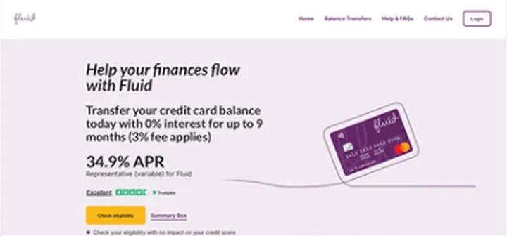 Fluid balance transfer credit card website